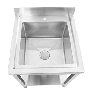 Table de préparation commerciale en acier inoxydable à évier unique avec crédence et étagère inférieure |   Plan de travail de cuisine - Product Image 4