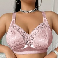 Soutien-gorge imprimé sans armatures grande taille pour femme avec dentelle, confortable, respirant, dos élégant et soutien dorsal