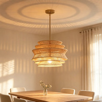 Lampe suspendue rétro tressée à la main de style campagnard, en fer et corde de chanvre, pour café, bar, restaurant