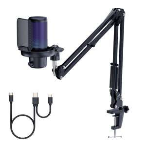 Microphone de jeu FEELWORLD VM1 avec bouton de sourdine, micro USB de studio pour diffusion en direct sur Twitch, réduction sur les commandes en gros - Product Image 1