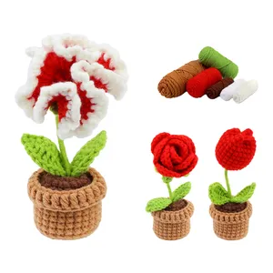 Crochet rote Blume Crochet-Set Blume handgefertigt schönes Blumen-Set