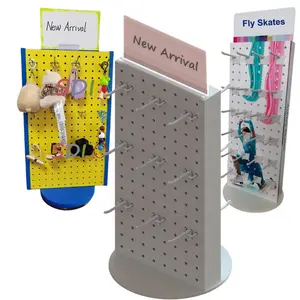 Counter top acrylic 2 side pegboard spinner rotating display rack