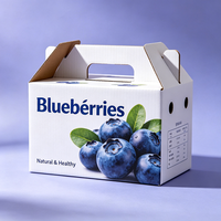 Groothandel Blauwe Bosbessen Verpakkingsdoos met Handvat Waterdichte Golfkartonnen Fruit Geschenkdozen 125g/doos