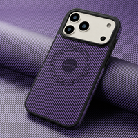 Étui de téléphone de luxe antichoc à chargement magnétique sans fil en similicuir PU à motif fibre de carbone, personnalisé directement par l'usine ODM Denior