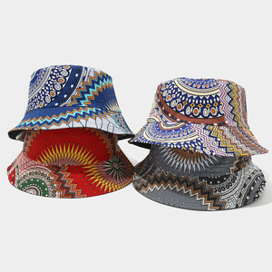 2025 Mới Thời Trang Graffiti Xô Hat Cô Gái Vẽ Tay Ngoài Trời Paisley Thực vật In Ấn Xô Hat - Product Image 1