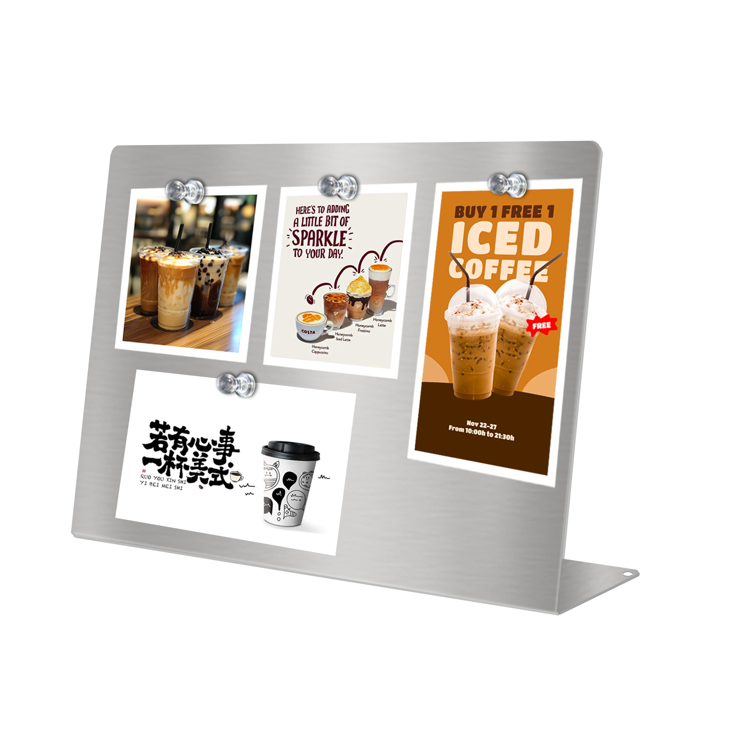 Émail cuit argenté, version horizontale