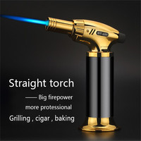 Briquet en métal de haute qualité à flamme jet, coupe-vent, idéal pour barbecue, cigares, cuisine et kit de fumeur