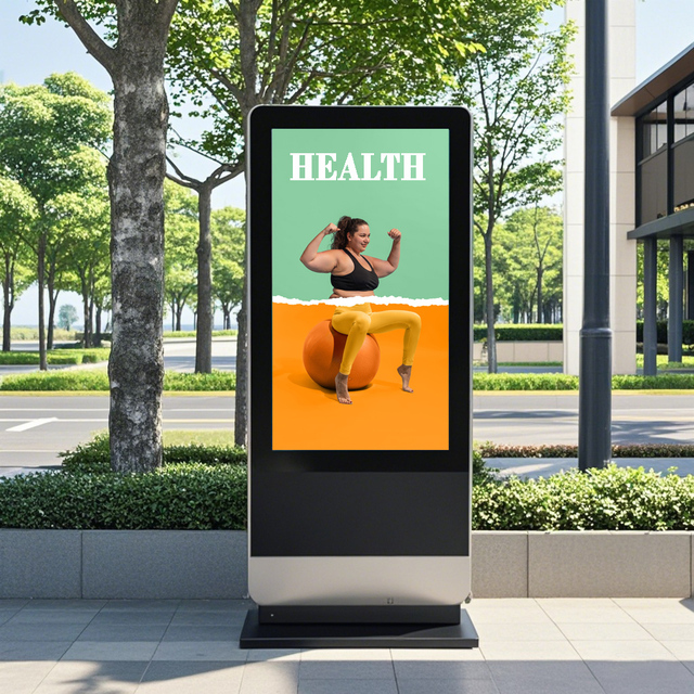 Outdoor Park Street CMS Kiosk Totem 55 Inch High Brightness 3000Nits Advertising Display IP65 Waterproof Digital Signage