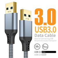 Cable USB a USB 3.0 de 5 Gbps, Cable Macho a Macho de Nailon Resistente, Compatible con Disco Duro/Ventilador de Refrigeración