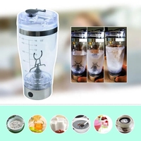 Mélangeur Vortex à piles de 500 ml en acier inoxydable, shaker électrique pour protéines avec conteneur de stockage de poudre de protéines, auto-agitation