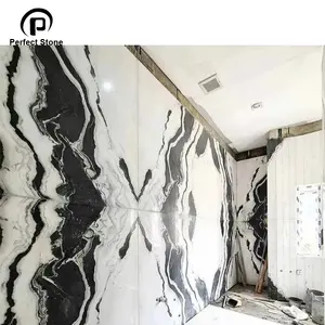 Book Match Panda White Marble For Indoor Wall