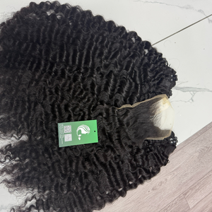 Vietnamese Hair Burmese Curly Hair Wig Raw Human Hair, Glueless Full Swiss HD <b>Lace</b> <b>Closure</b> with 3 Bundles - Product Image 4