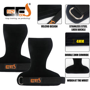 Custom Mucca Palmo in Pelle Proteggere <span class=keywords><strong>le</strong></span> impugnature per <span class=keywords><strong>palestra</strong></span> con cinghie di sollevamento regolabile per sollevamento pesi, Powerlifting - Product Image 2