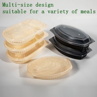 Boîtes à lunch ovales légères en PP pour la vente en gros aux restaurants, contenants alimentaires en plastique de qualité alimentaire pour la préparation des repas