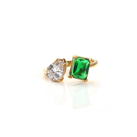 Bague en Acier Inoxydable Ajustable avec Logo Personnalisé, Plaqué Or 18K PVD, Grand Zircon Cubique Transparent, Bijou Tendance