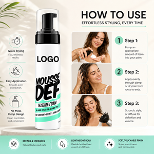 Wholesale All In One Hair Styling Mousse Texture <b>Foam</b> Strong Hold Curl Defining Lightweight Airy Hair <b>Foam</b> 250ml - Product Image 6