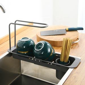 Lavello da cucina filtro di scarico Caddy Organizer acciaio inossidabile telescopico portaoggetti con doppia fila spugnetta <span class=keywords><strong>porta</strong></span> pennelli - Product Image 2