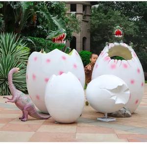 Uovo di dinosauro in fibra di vetro a grandezza naturale decorazione esterna scultura Jurassic Amusement Park paradiso per bambini statua di uova di dinosauro