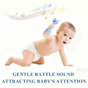 Vente chaude : hochet et anneau <span class=keywords><strong>de</strong></span> <span class=keywords><strong>dentition</strong></span> en silicone <span class=keywords><strong>de</strong></span> qualité alimentaire, sans BPA, sûr, doux, jouet sensoriel éducatif pour nouveau-né, coffret cadeau pour bébé - Product Image 3