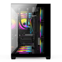 2026 Most Popular Full Tower M-ATX Gaming PC Chassis Tempered Glass Side Panel Steel Aluminum Alloy Construction for Computers