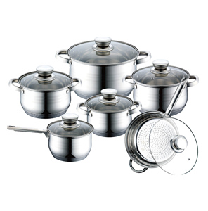 OEM 12pcs Blue Glass Jumbo Stainless Cookware Set Casserole <strong>Induction</strong> 9 Step Stainless Steel <strong>Saucepan</strong> - Product Image 5