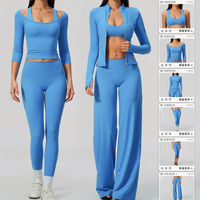Ensemble de 6 pièces de vêtements de sport pour femme, tenue de fitness, course, yoga, pilates, entraînement, coupe ajustée, élastique, brossé, décontracté, avec effet amincissant à la taille