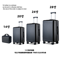 Ensemble de 4 valises de voyage noires de 14/20/24/28 pouces, best-seller, avec chariot en fer assorti