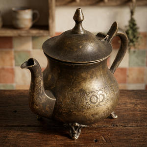 <b>Vintage</b> Metal Tea Pot With Lid And Handle Decorative Floral Pattern <b>Kettle</b> Water Pots & <b>Kettles</b> - Product Image 2