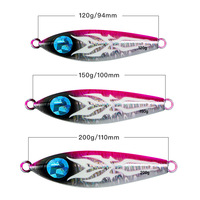 FISHING LUER Leurre métallique lumineux à dérive lente 120/150/200g, appât artificiel dur pour la pêche en haute mer, la pêche en bateau, les poissons de mer salée et le thon