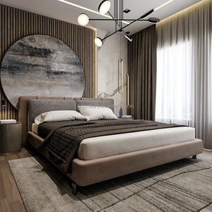 Factory Direct <b>Cheap</b> Upholstered Hotel Bed <b>Frame</b> King Size with Quilted Panel Headboard and Metal Legs for 3 Star Hotel Project - Product Image 1