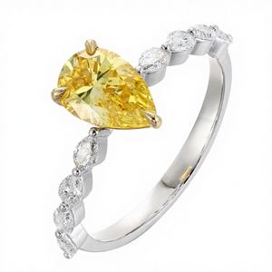 Anillo de Compromiso y Boda Personalizado en Oro Blanco con Baño de Rodio y Diamante Amarillo de Laboratorio de 1.14ct - Product Image 2