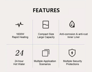 Calentador de Agua Eléctrico para Cocina de Restaurante, 30L, 1500W, Múltiples Dispositivos de Seguridad, Calentador de Almacenamiento para Uso en Autocaravanas, Hogares y Hoteles - Product Image 3