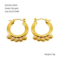 Boucles d'oreilles créoles en acier inoxydable 316L anti-ternissement pour femme, plaquées or 18 carats, style bohème, avec pendentif à pois