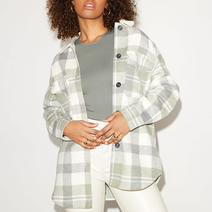 Ropa <span class=keywords><strong>de</strong></span> lana <span class=keywords><strong>de</strong></span> un solo lado para mujer, tapete a cuadros <span class=keywords><strong>de</strong></span> oro rosa, longitud, nueva - Product Image 4