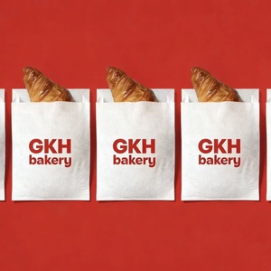 Sac en papier kraft brun et blanc résistant à l'huile avec logo personnalisé pour baguette française - Product Image 3