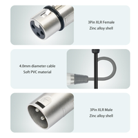 Coque en alliage de zinc 4mm de diamètre extérieur 2 en 1 3Pin XLR mâle à femelle Câble audio pour microphone