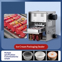 Machine d'emballage semi-automatique à scellage thermique pour 9 gobelets simultanément, idéale pour les coupes de crème glacée Calippo et les tubes à presser.