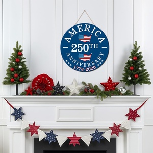 Decoración Novedosa para el Hogar para el Día de la Independencia, Guirnalda Patriótica de 11.8 Pulgadas para Puerta o Pared, Letrero Colgante de Madera para el 250 Aniversario de la Independencia - Product Image 2