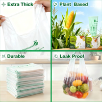 Sac en plastique avec poignées, style T-shirt pour impression de logo d'entreprise, sacs d'emballage pour fruits essentiels avec poche de type gilet