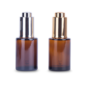 Botellas de vidrio ámbar de 1oz con cuentagotas de aluminio para aceites esenciales, productos químicos de laboratorio de química, colonias y perfumes - Product Image 1