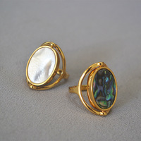 Bague rotative en plaqué or 18 carats double face pour femme