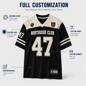 Vintage University Style Football Jersey Short Sleeve Printed Contrast Shoulder Mesh <b>Fan</b> Shirt Collegiate Sportswear - Product Image 6