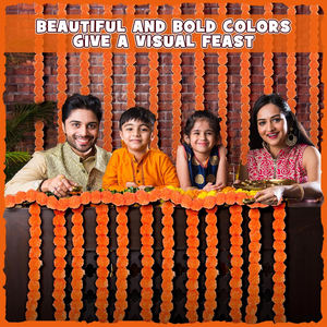 إكليل القطيفة للزينة ، خيوط طويلة زهور قطيفة صناعية لديكورات الديوالي حفلة منزلية بوجا هندية - Product Image 6