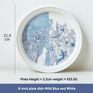 Tasses et soucoupes à café en céramique mate peintes à la main, bleues et blanches, exquises pour le thé de l'après-midi - Product Image 6