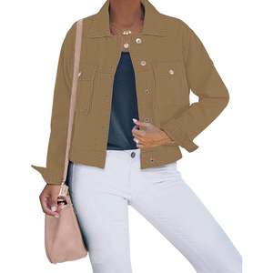 2025 Women's Lightweight Cropped Denim <b>Jacket</b> Oversized <b>Trucker</b> Shacket with Cargo Pocket Trendy Plus Size Fashion - Product Image 3