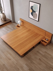 Giường ngủ khung gỗ hiện đại tối giản, đầu giường kiểu tatami, làm từ gỗ nguyên khối, đặt làm theo yêu cầu cho nội thất phòng khách - Product Image 3