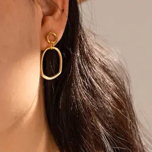 2023 Novo 18k Gold-Plated Brincos Femininos de Aço Inoxidável Forma Geométrica Moda Personalidade Simples Tendência Assorted Nicho Vídeo