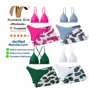 Ingrosso 2025 per bambini costumi da bagno Custom Logo costumi da bagno pianta stampa 3 pezzi Beachwear vita alta per adolescenti ragazze <span class=keywords><strong>Bikini</strong></span> per bambini - Product Image 1