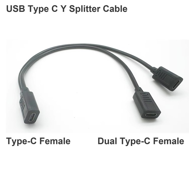 USB C Splitter Charge Cable USB Type C Female to Dual 2 USB Type C Female Splitter Y Charge Connector Cable Only for Charging