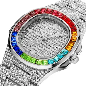 Часы наручные мужские кварцевые со стразами, модные водонепроницаемые Роскошные брендовые, с кристаллами